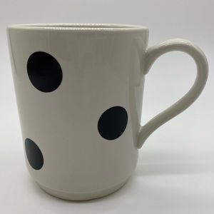 Kate Spade Mug New York Lenox Deco Black Polka Dot Coffee Mug Coffee EUC white